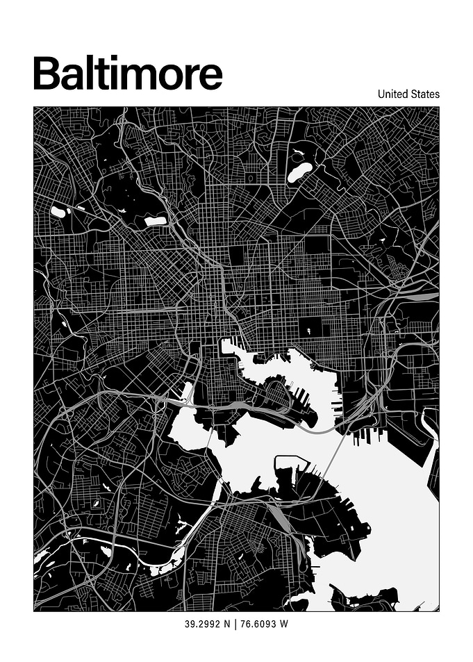 Baltimore Black and White Map