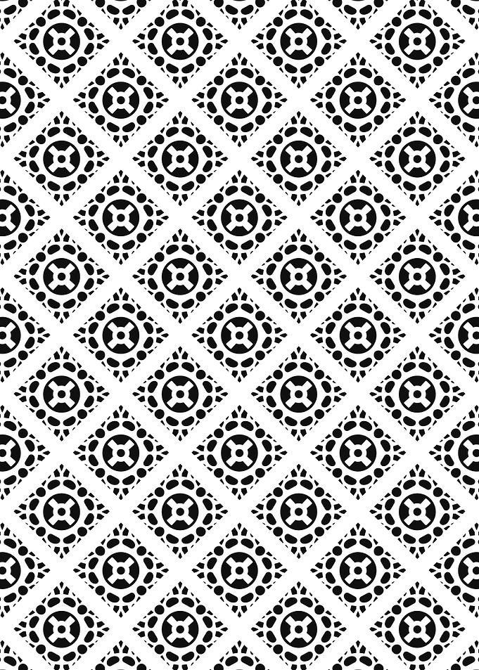 Black and White Geometric Diamond Gear Pattern