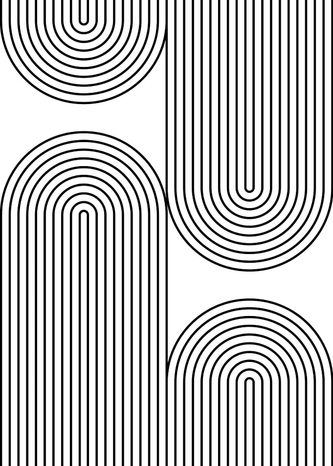 Abstract Arches Black and White Pattern
