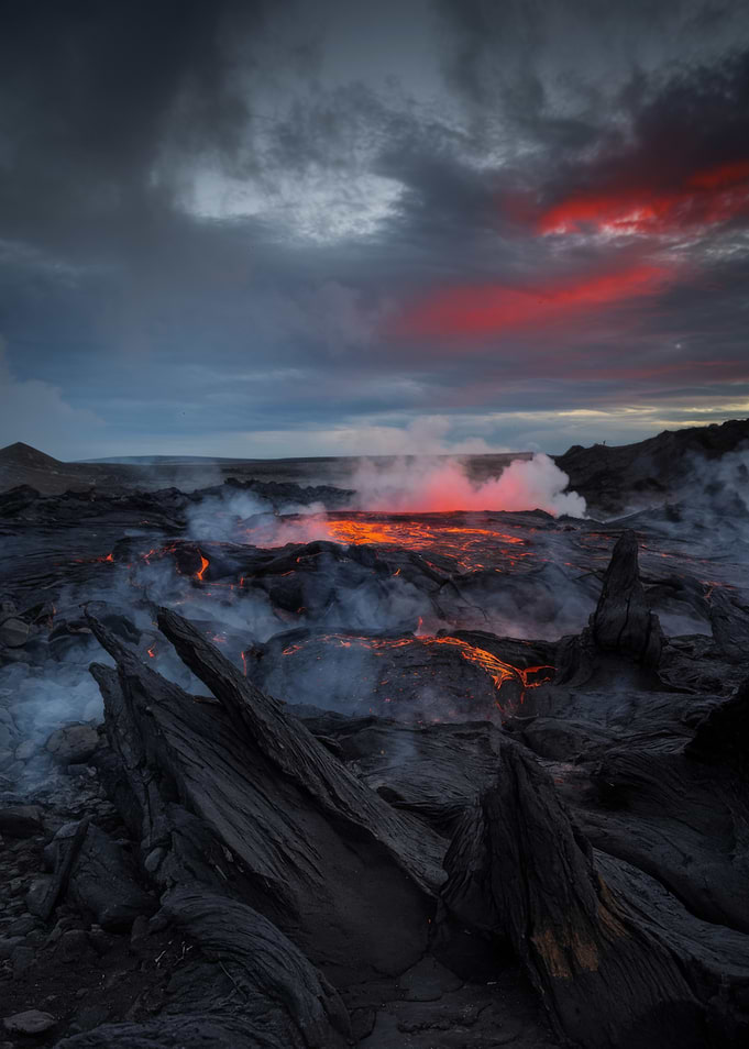 Volcanic Landscape at Sunset