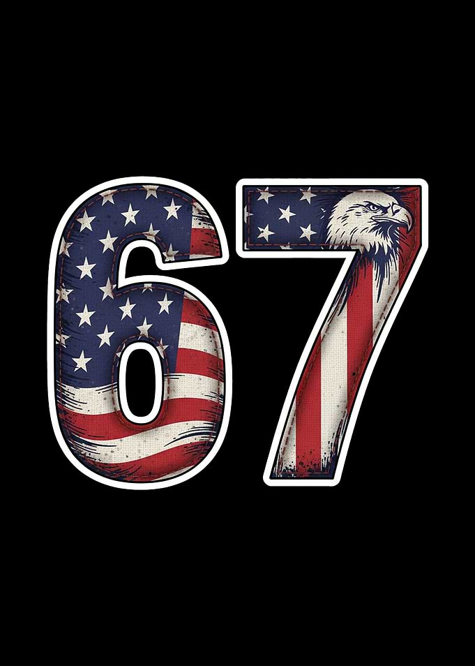 American Flag Number 67 Six Seven Meme Design