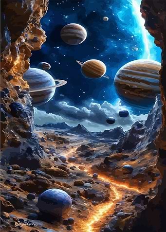 Planetary Vista: Space Landscape Painting