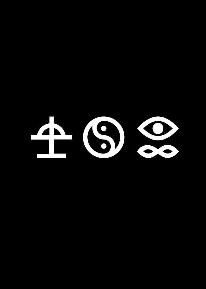 Bad Omens Minimalist Symbols on Black Background