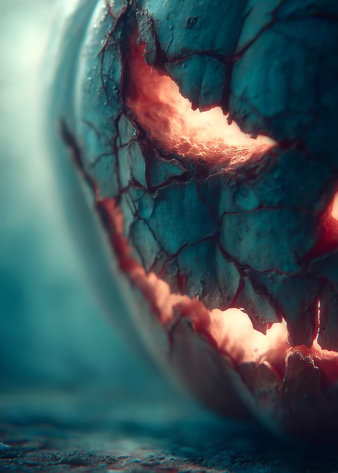 Cracked Pumpkin with Glowing Interior
