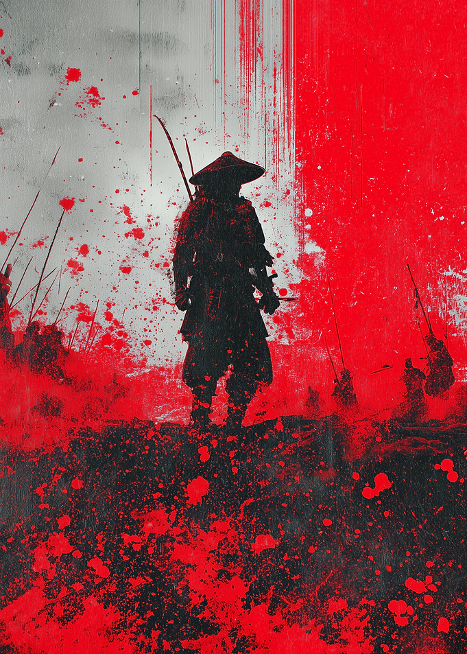 Samurai Warrior in Red and Black