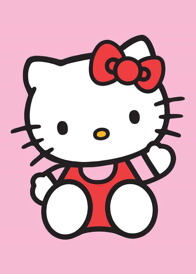 Hello Kitty Illustration on Pink Background