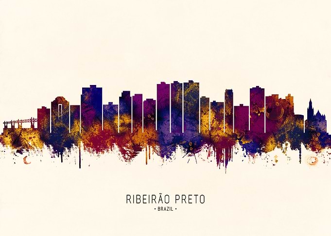 Ribeirao Preto Brazil Skyline Watercolor