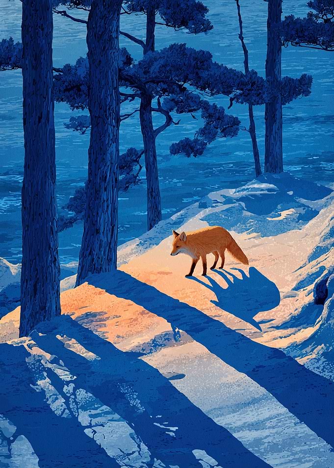 Fox in Winter Landscape