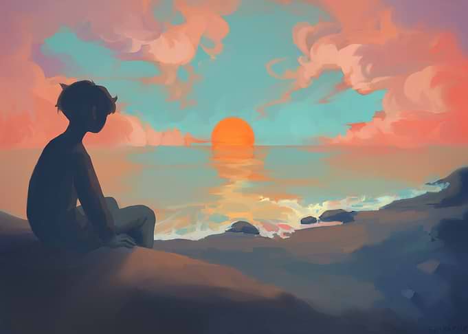 Sunset Beach Contemplation