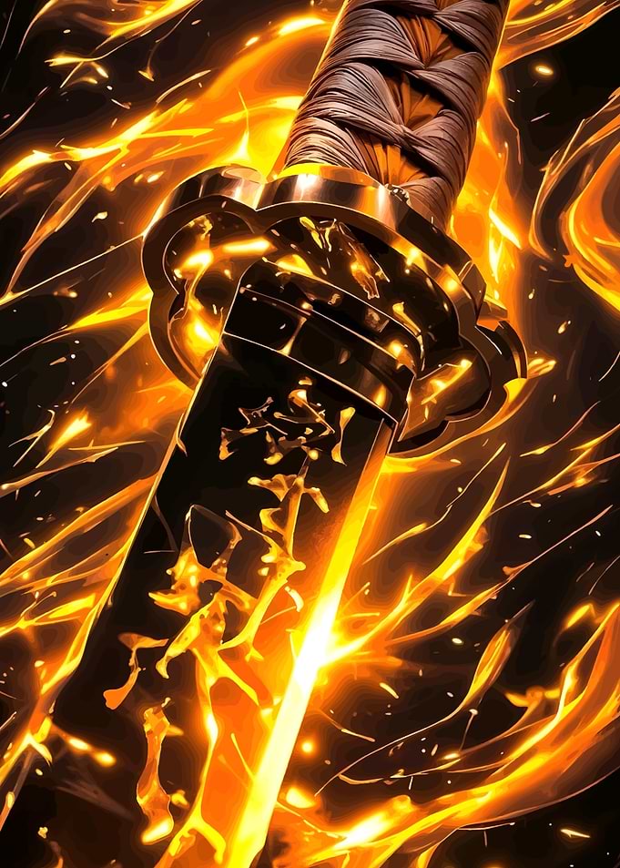 Katana with Fiery Energy