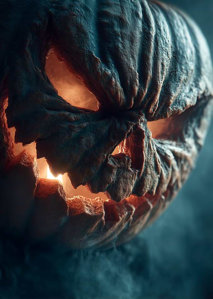Scary Halloween Pumpkin with Glowing Eyes