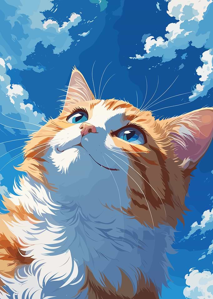 Orange Cat Gazing at the Sky