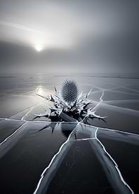 Frozen Thistle on Cracked Ice