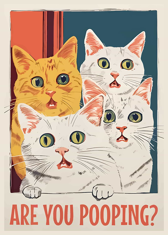 Surprised Cats 'Are You Pooping?'