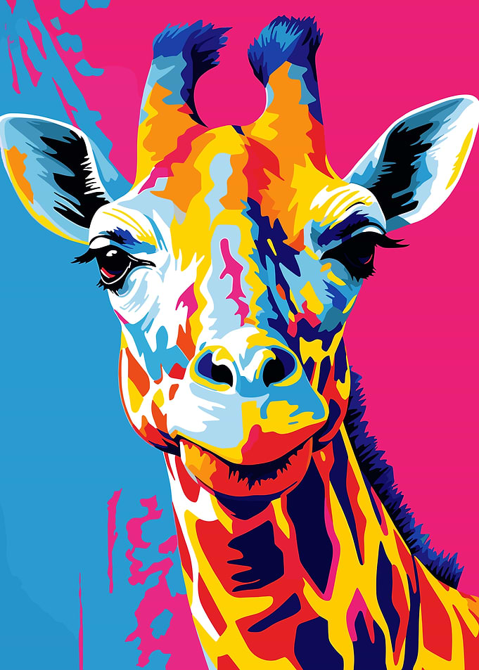 Colorful Giraffe Pop Art Portrait