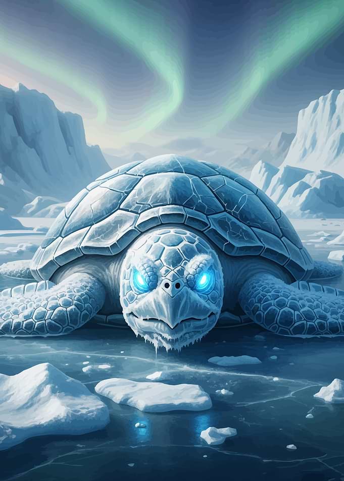 Icy Turtle Glowing Eyes
