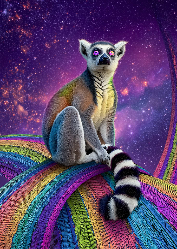 Psychedelic Lemur on Rainbow Bridge