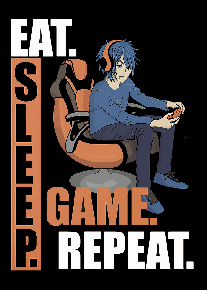 Eat Sleep Game Repeat Anime Gamer