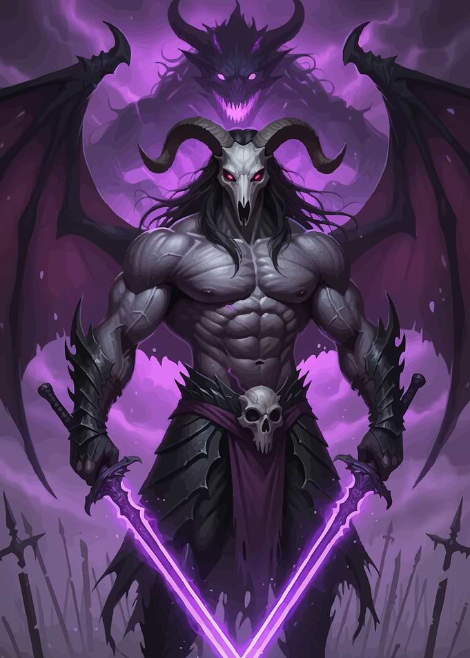 Demon Warrior Purple Swords