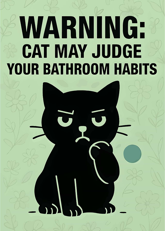 Warning: Cat May Judge Bathroom Habits