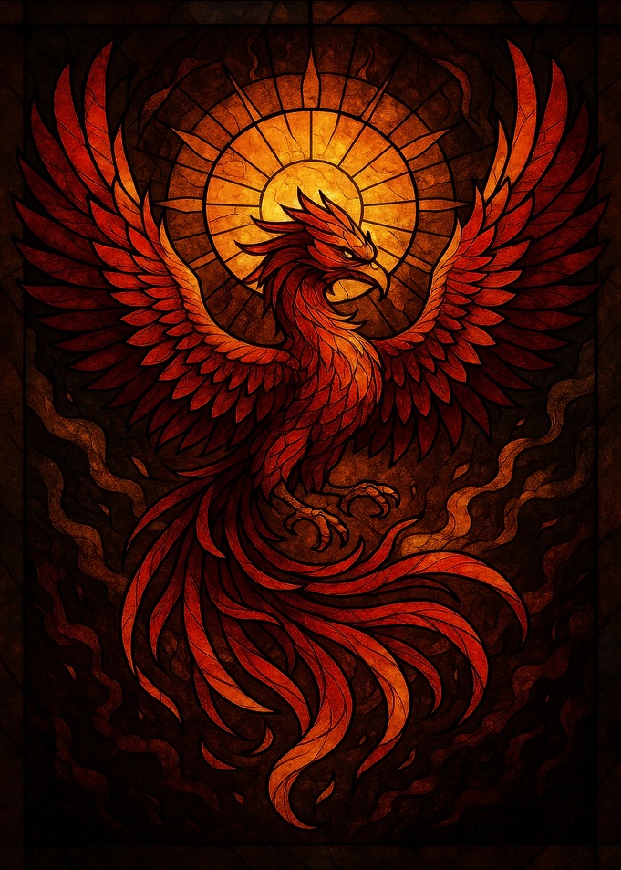 Phoenix Rising Stained Glass Art