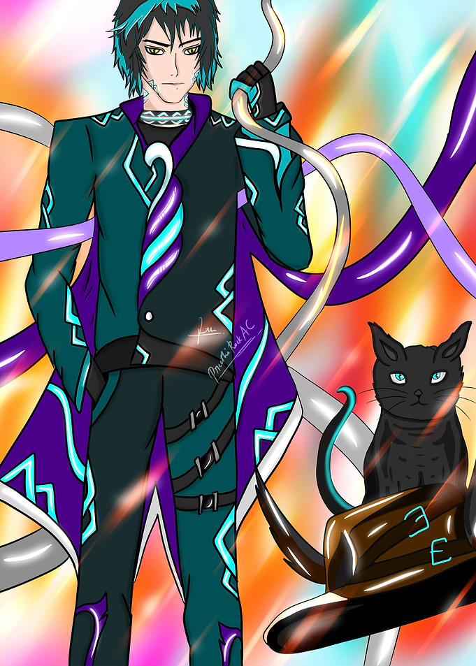 Magical Phantom Guider Anime Character with Cat