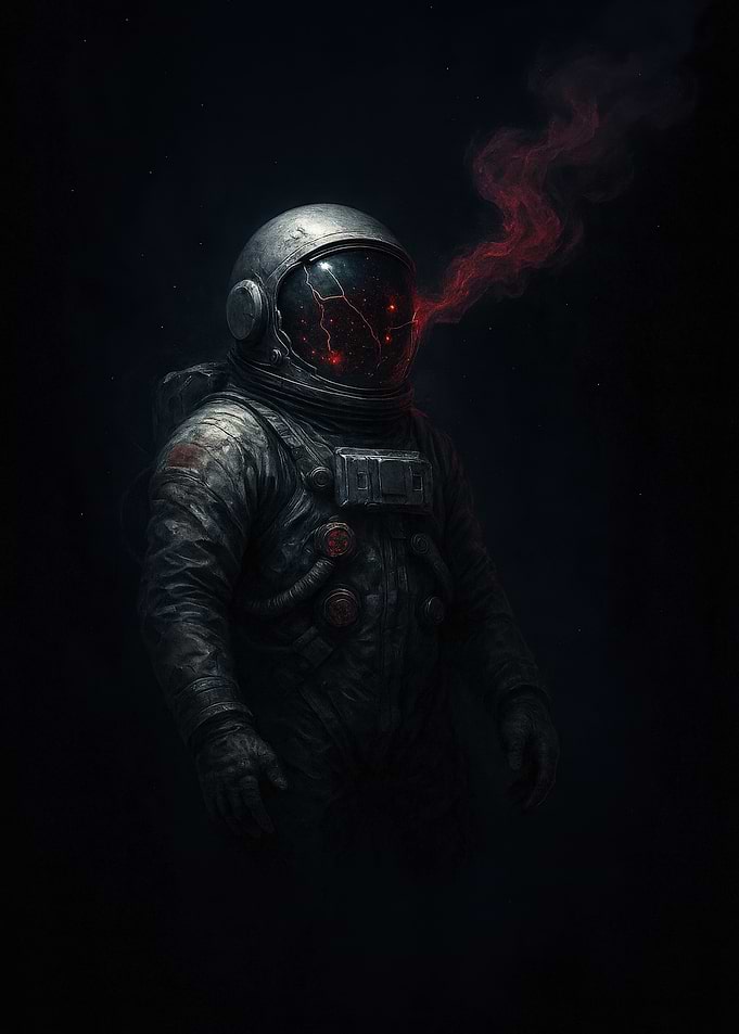 Astronaut with Red Smoke