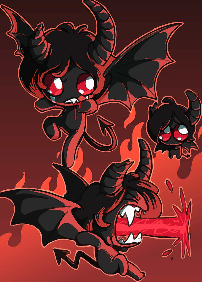 Cartoon Demons in Red and Black