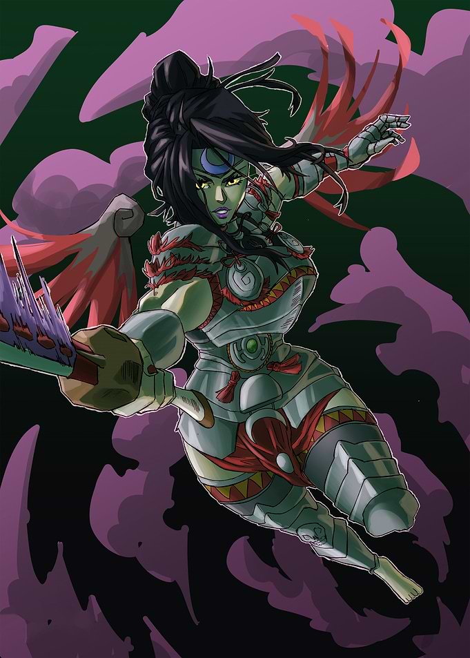 Female Warrior with Sword Illustration