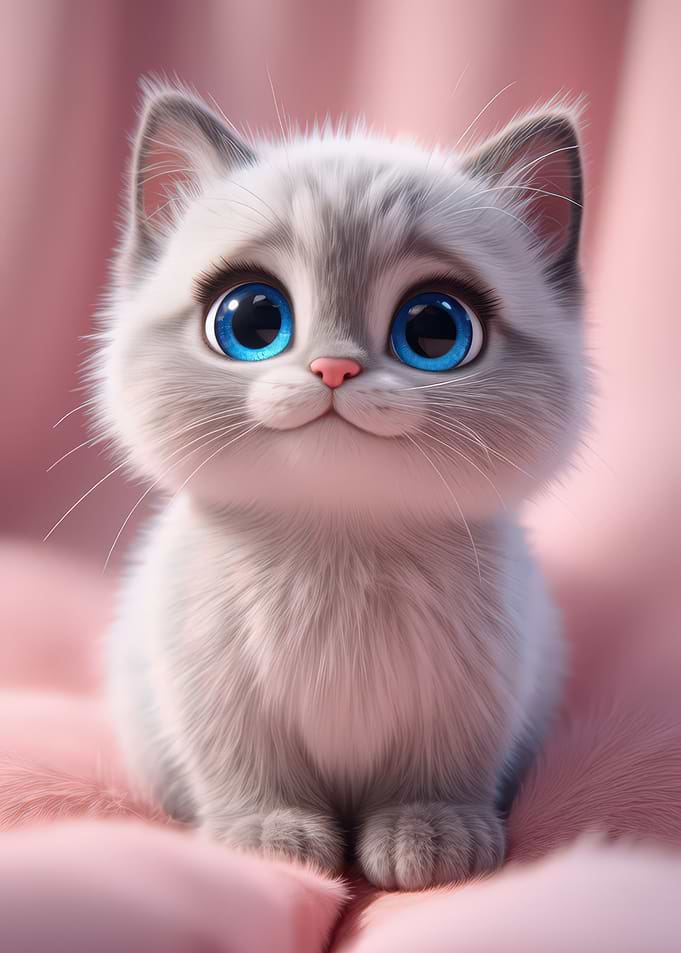 Cute Kitten with Big Blue Eyes