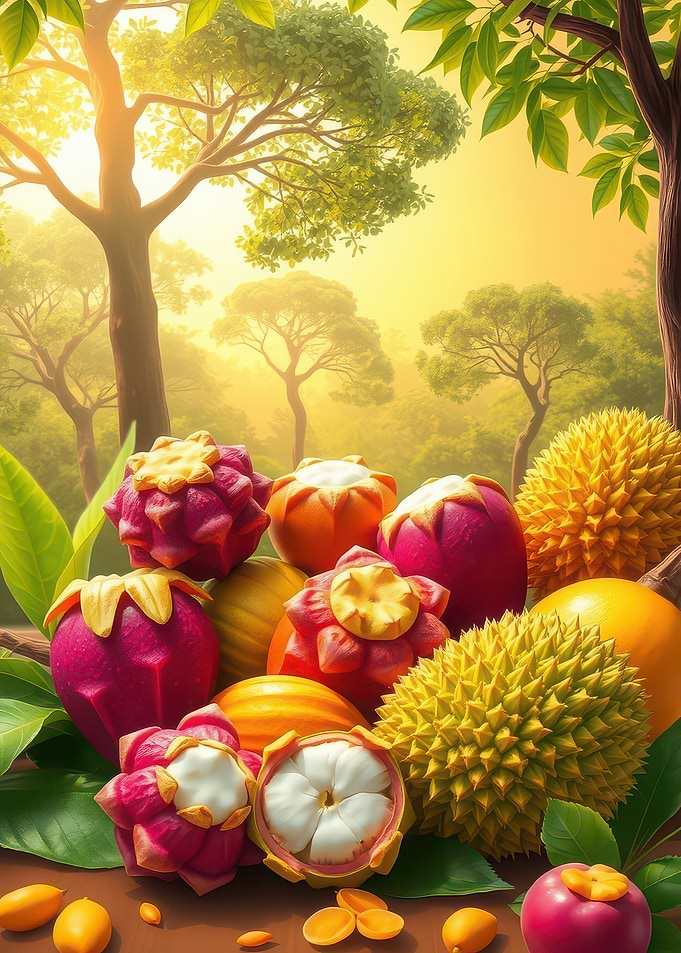 Tropical Fruits in a Forest Setting