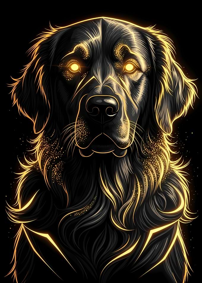 Golden Retriever with Glowing Accents