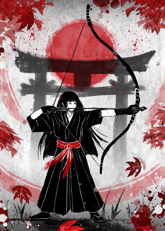 Anime Archer with Torii Gate