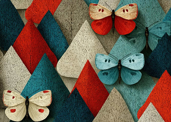 Butterflies on Geometric Leaves