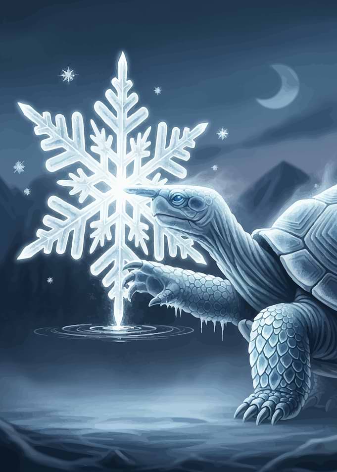Turtle Snowflake Winter Landscape