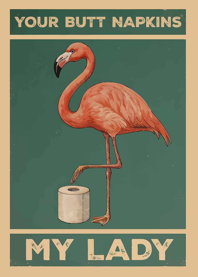 Flamingo Toilet Paper Funny Art