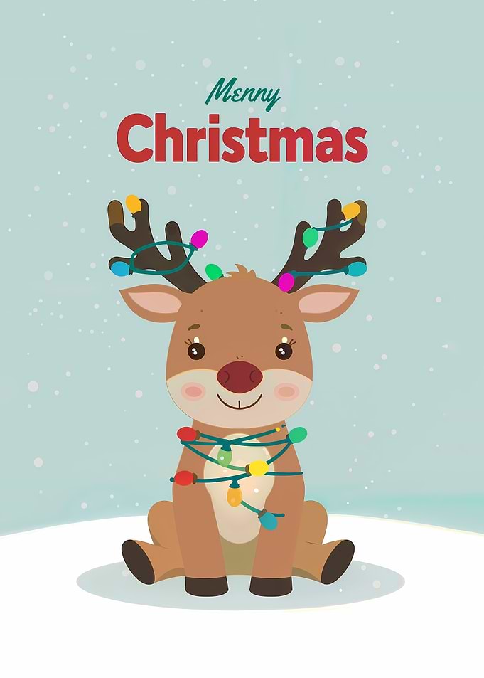 Merry Christmas Reindeer with Lights