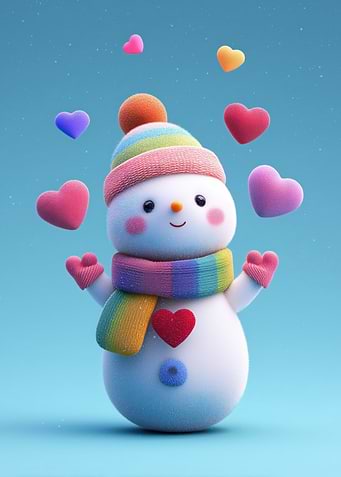 Cute Snowman with Hearts