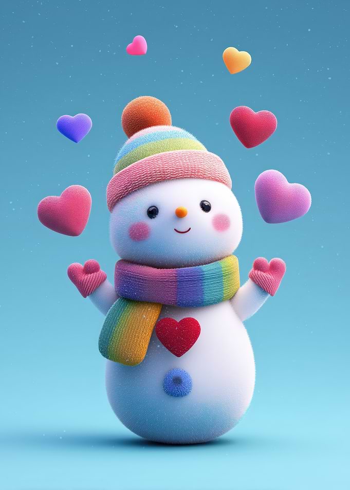 Cute Snowman with Hearts
