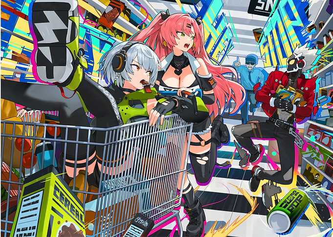 Characters in a supermarket