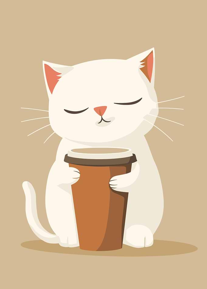 Cute Cat with Coffee Cup