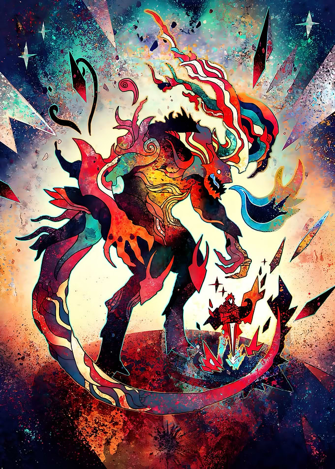 Fiery Abstract Monster Illustration