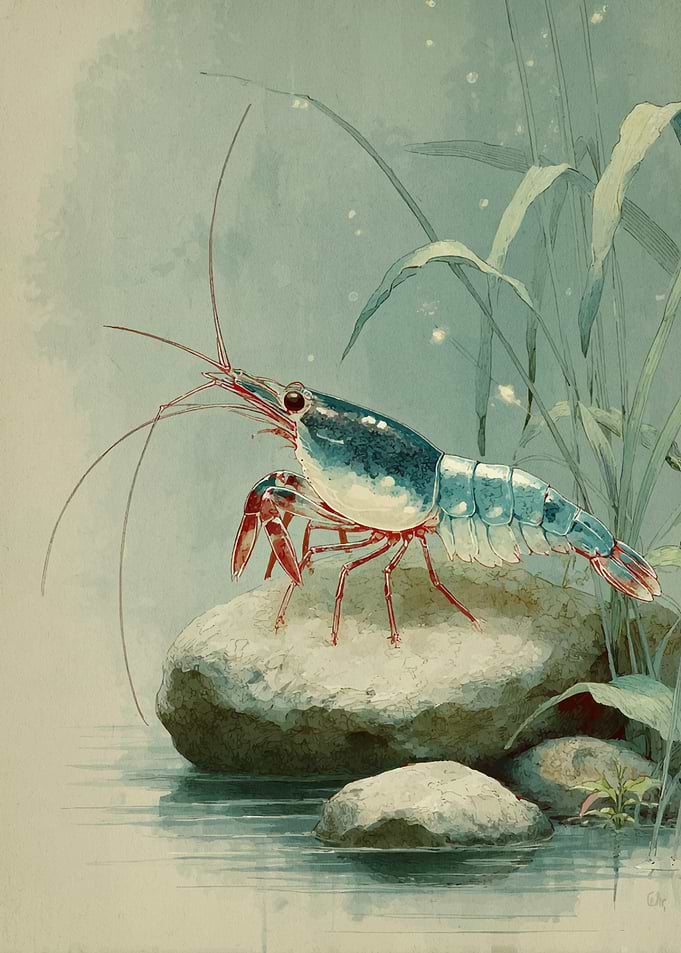 Blue River Prawn on Quiet Stones