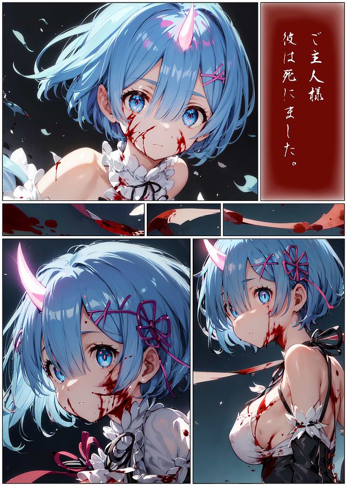 Rem: Bloodied Anime Character