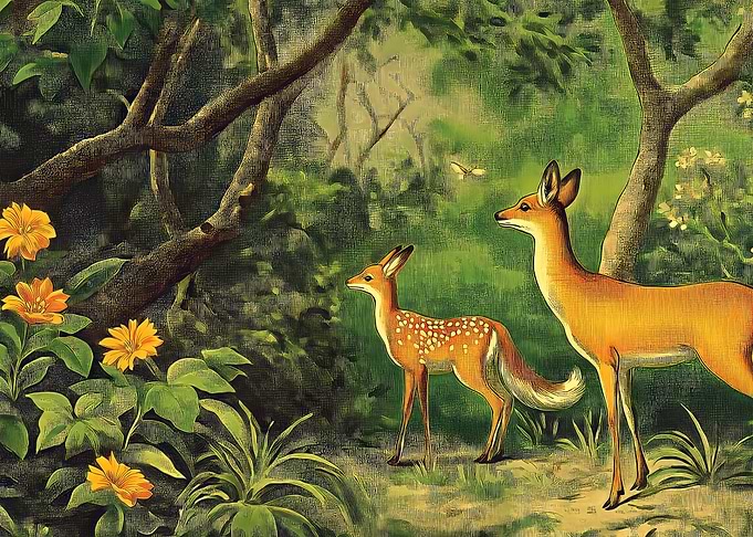 Deer in Forest Illustration