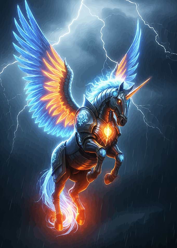 Armored Pegasus Stormy Weather