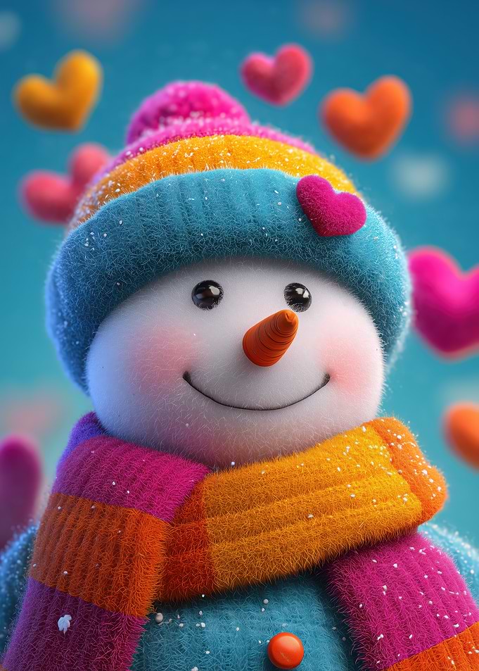 Cute Snowman with Hearts