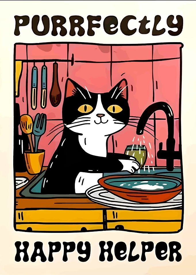 Purrfectly Happy Helper Cat