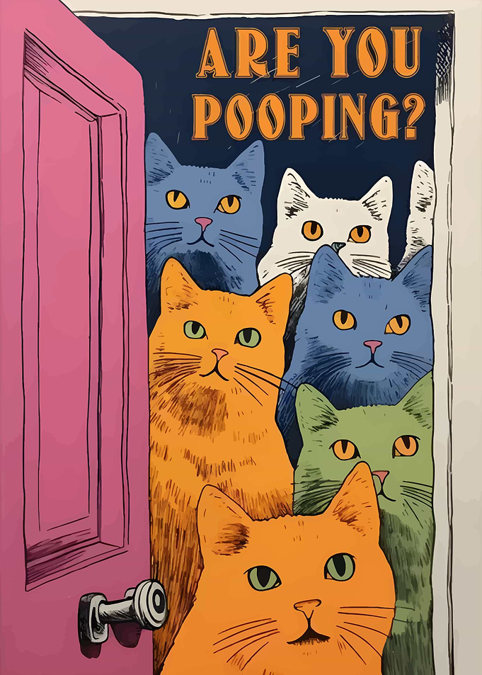 Cats Asking: Are You Pooping?