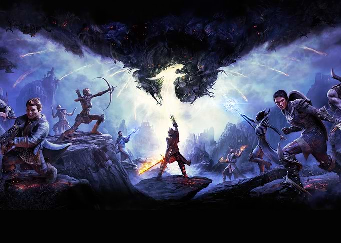 Fantasy Battle Scene with Dragon